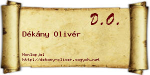 Dékány Olivér névjegykártya